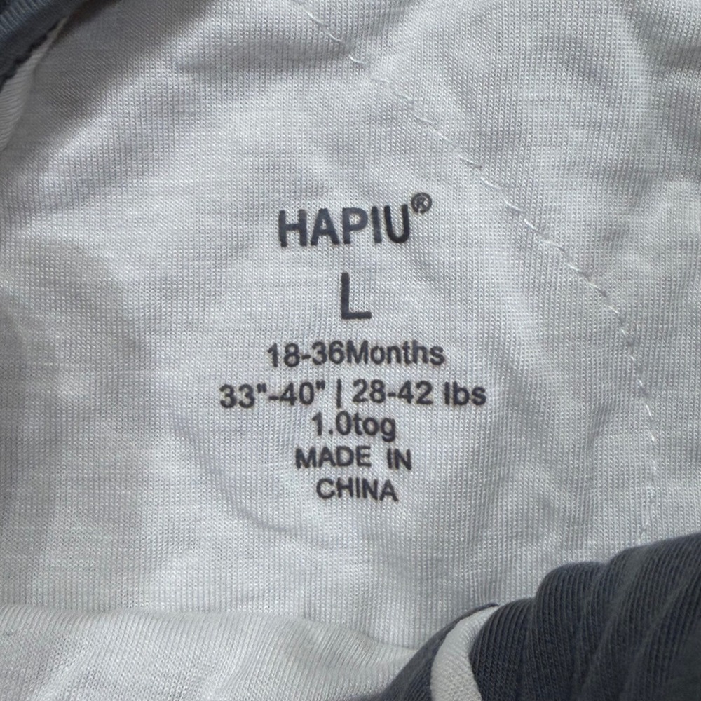 Hapiu Baby Sleep Sack 1.0 TOG Wearable Blanket Gray Size L 18-36 Months - Picture 2 of 7